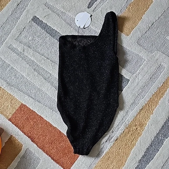 NWT Hunza G Nancy One Piece swimsuit in black and gold metallic - Picture 8 of 8